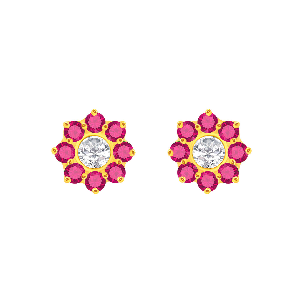 22k Yellow Gold Cubic Zirconia Purple Stud Earrings with gold weight of 1.086g