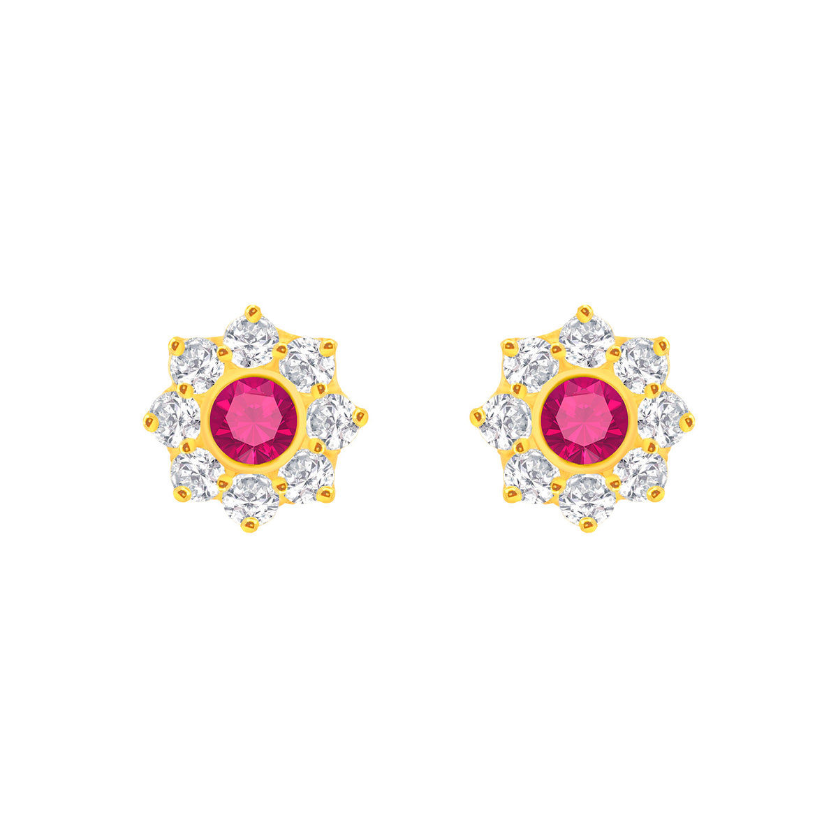 22k Yellow Gold Cubic Zirconia Purple Sparkle Stud Earrings with gold weight of 1.097g