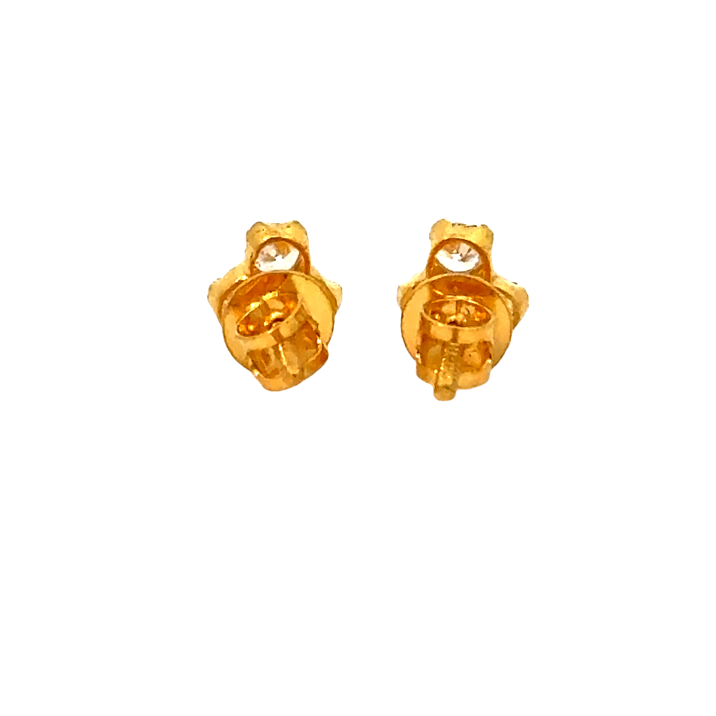 22k Yellow Gold Cubic Zirconia Clover Stud Earrings with gold weight of 1.042g