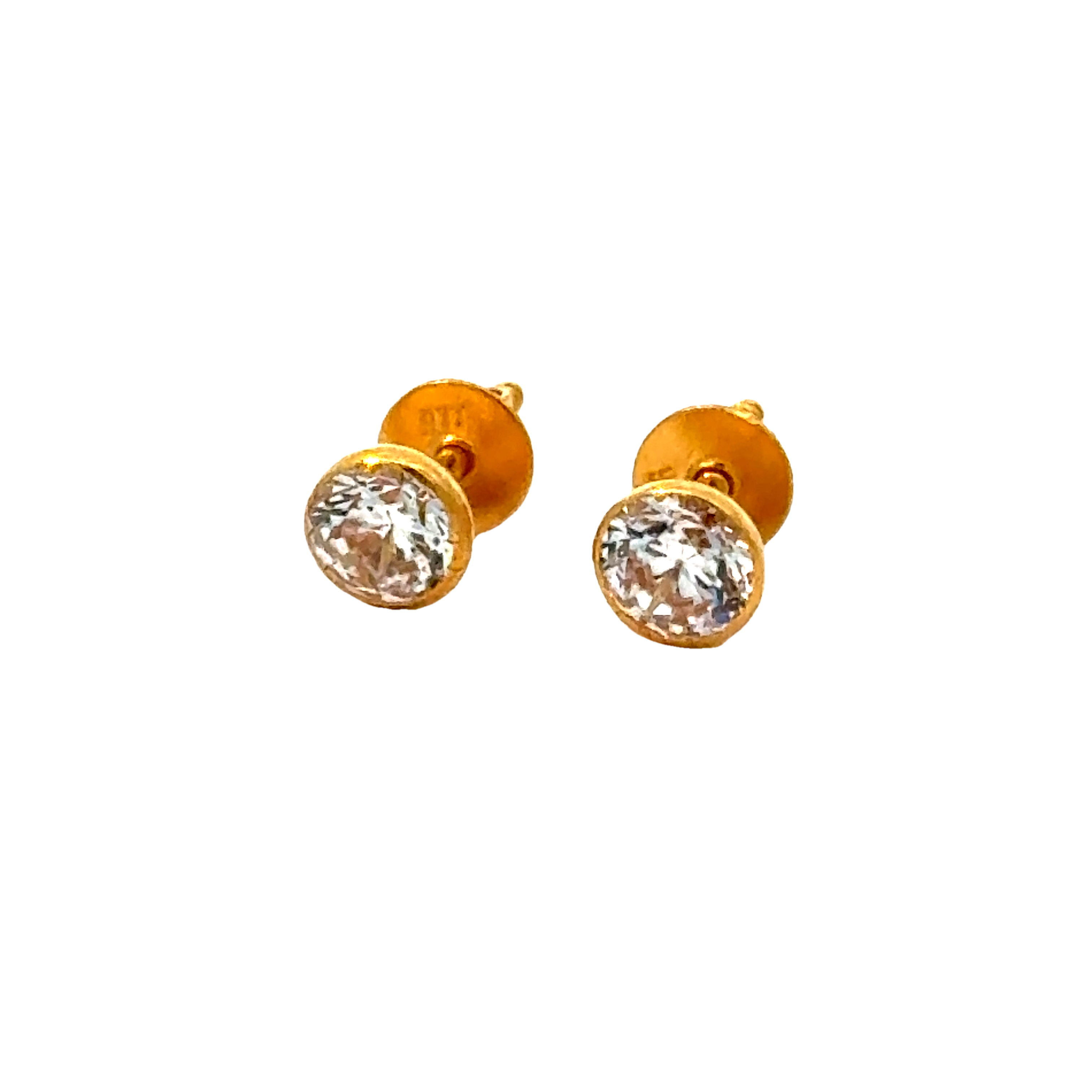 22k Yellow Gold Cubic Zirconia Stud Earrings with gold weight of 0.865g