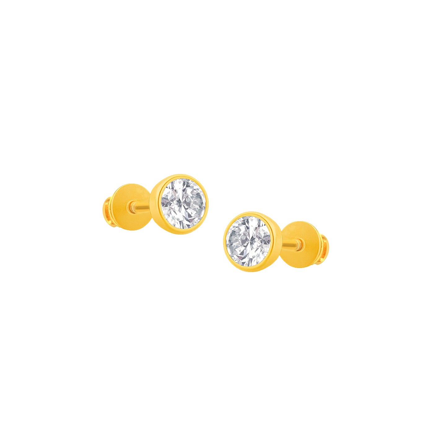22k Yellow Gold Cubic Zirconia Stud Earrings with gold weight of 0.77g