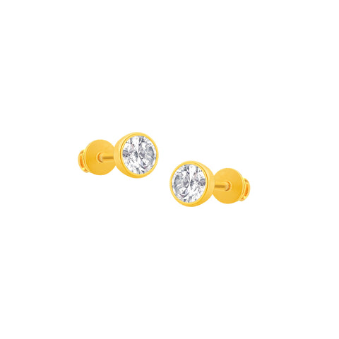 22k Yellow Gold Cubic Zirconia Stud Earrings with gold weight of 0.798g