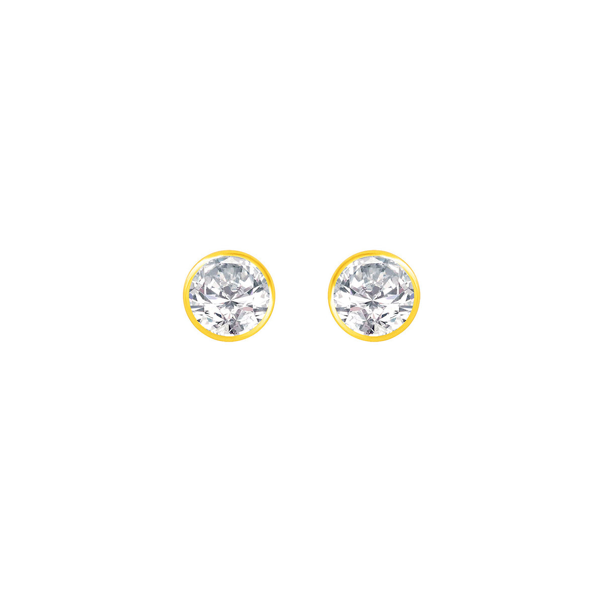 22k Yellow Gold Cubic Zirconia Stud Earrings with gold weight of 0.77g