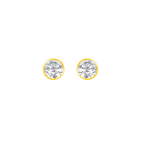 22k Yellow Gold Cubic Zirconia Stud Earrings with gold weight of 0.798g