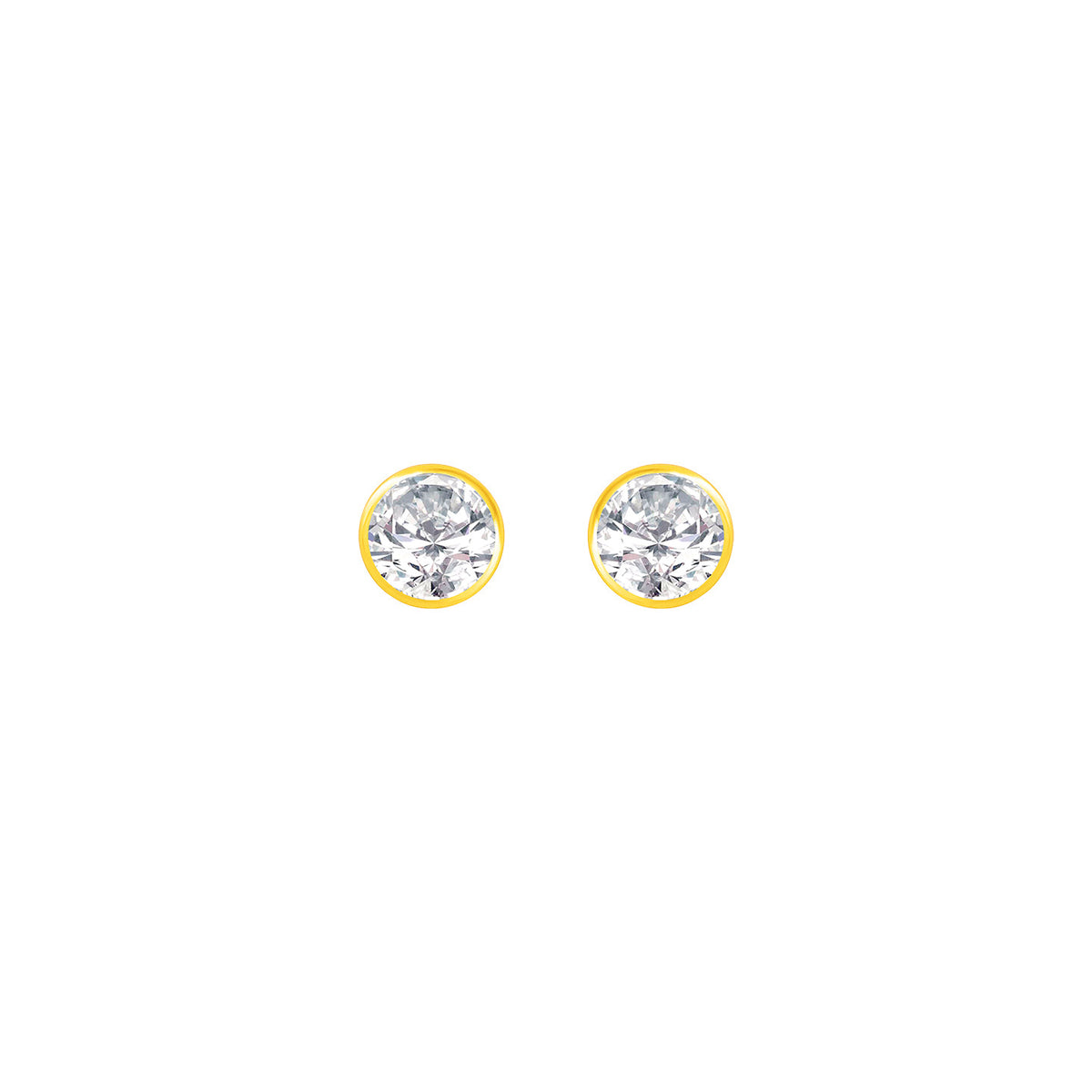 22k Yellow Gold Cubic Zirconia Stud Earrings with gold weight of 0.734g