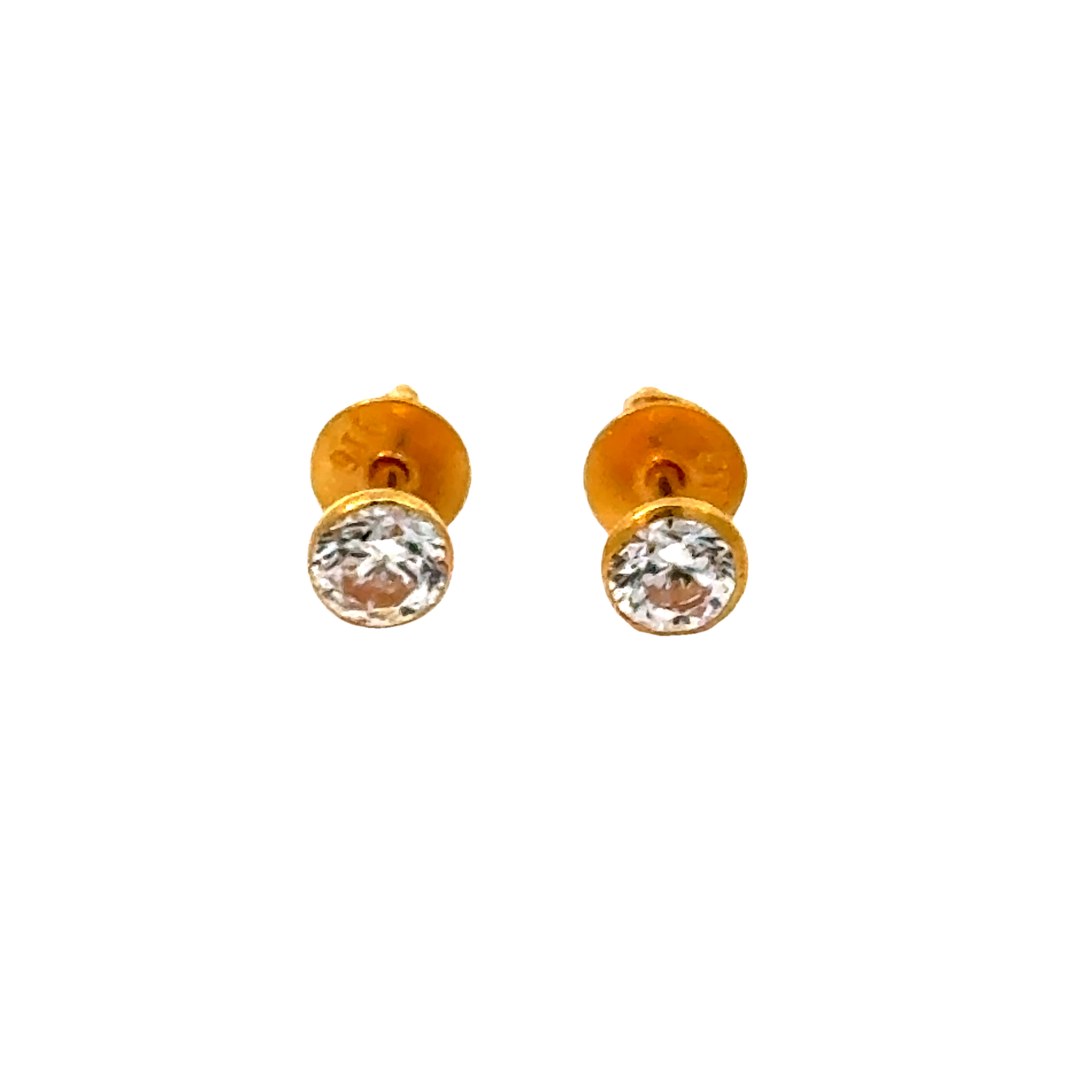 22k Yellow Gold Cubic Zirconia Stud Earrings with gold weight of 0.726g