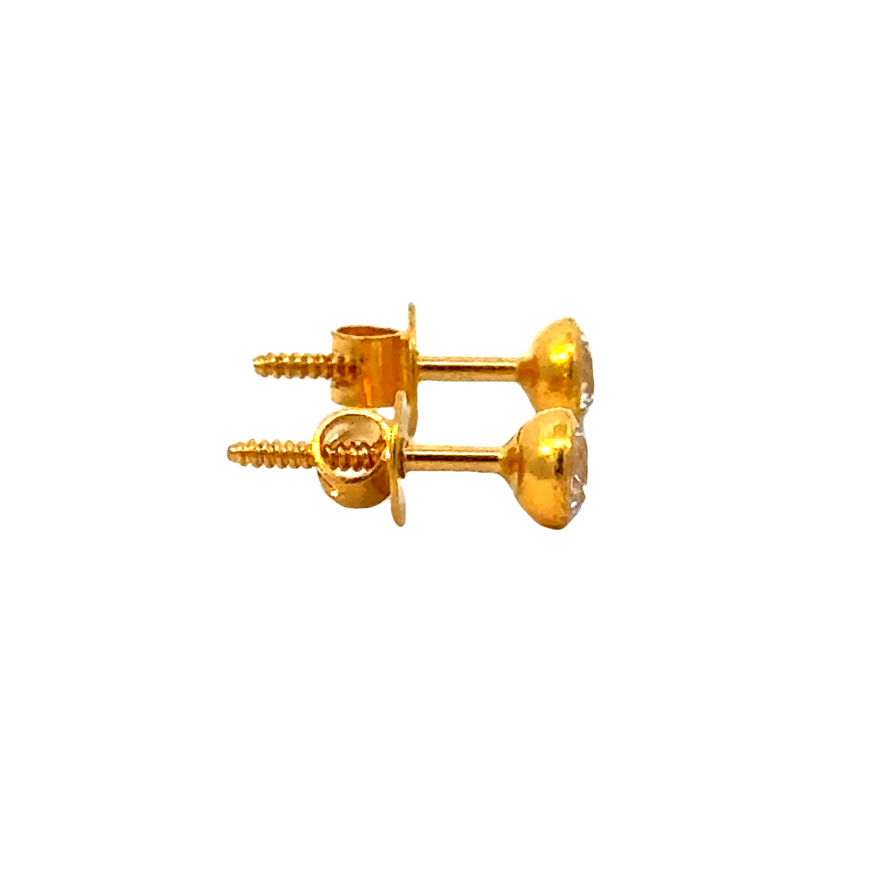 22k Yellow Gold Cubic Zirconia Stud Earrings with gold weight of 0.726g