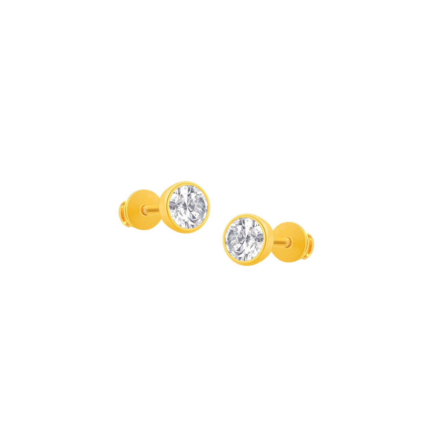 22k Yellow Gold Cubic Zirconia Stud Earrings with gold weight of 0.691g