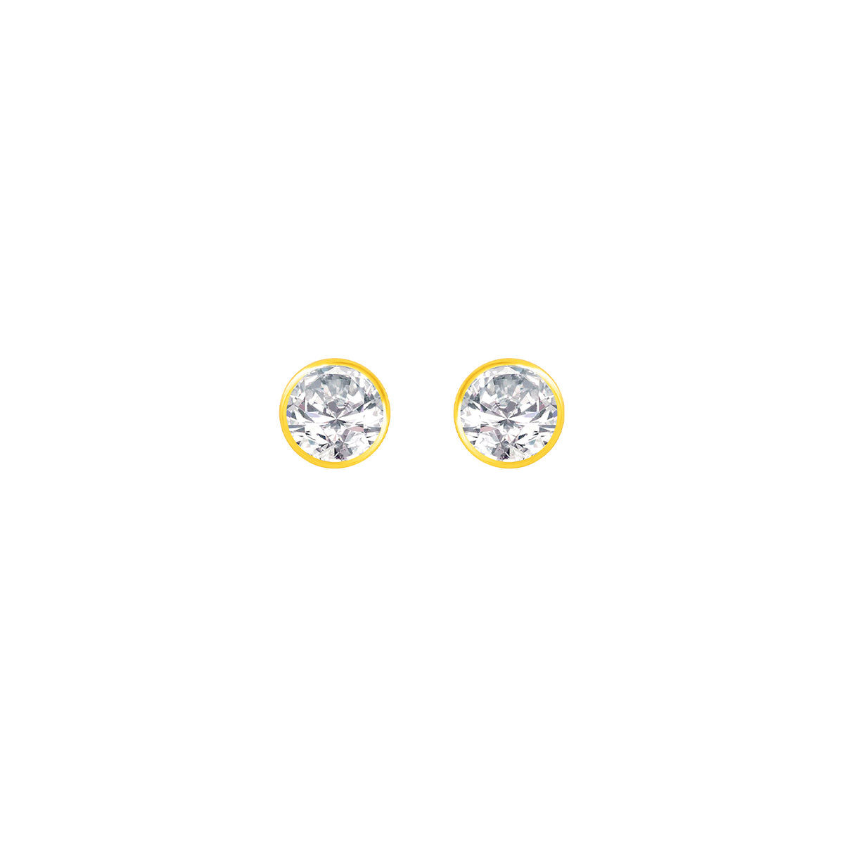22k Yellow Gold Cubic Zirconia Stud Earrings with gold weight of 0.691g
