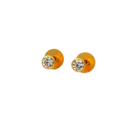 22k Yellow Gold Cubic Zirconia Stud Earrings with gold weight of 0.621g