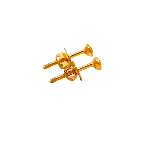 22k Yellow Gold Cubic Zirconia Stud Earrings with gold weight of 0.621g