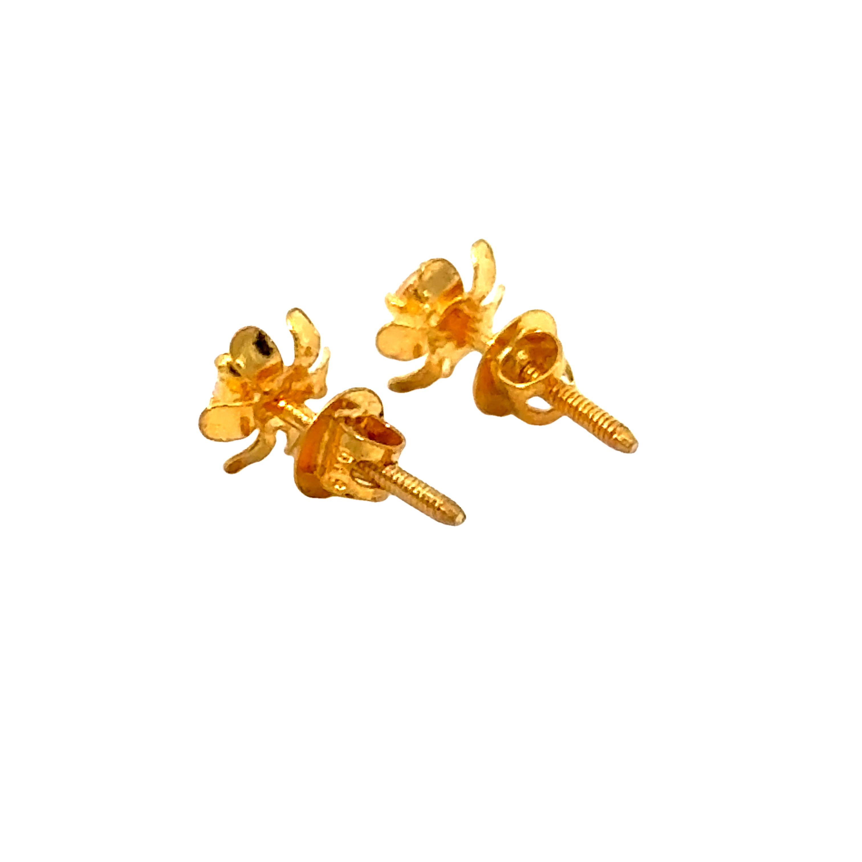 22k Yellow Gold Cubic Zirconia Floral Stud Earrings with gold weight of 0.687g