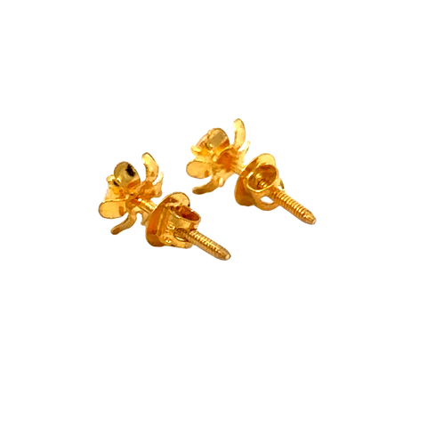 22k Yellow Gold Cubic Zirconia Floral Stud Earrings with gold weight of 0.668g