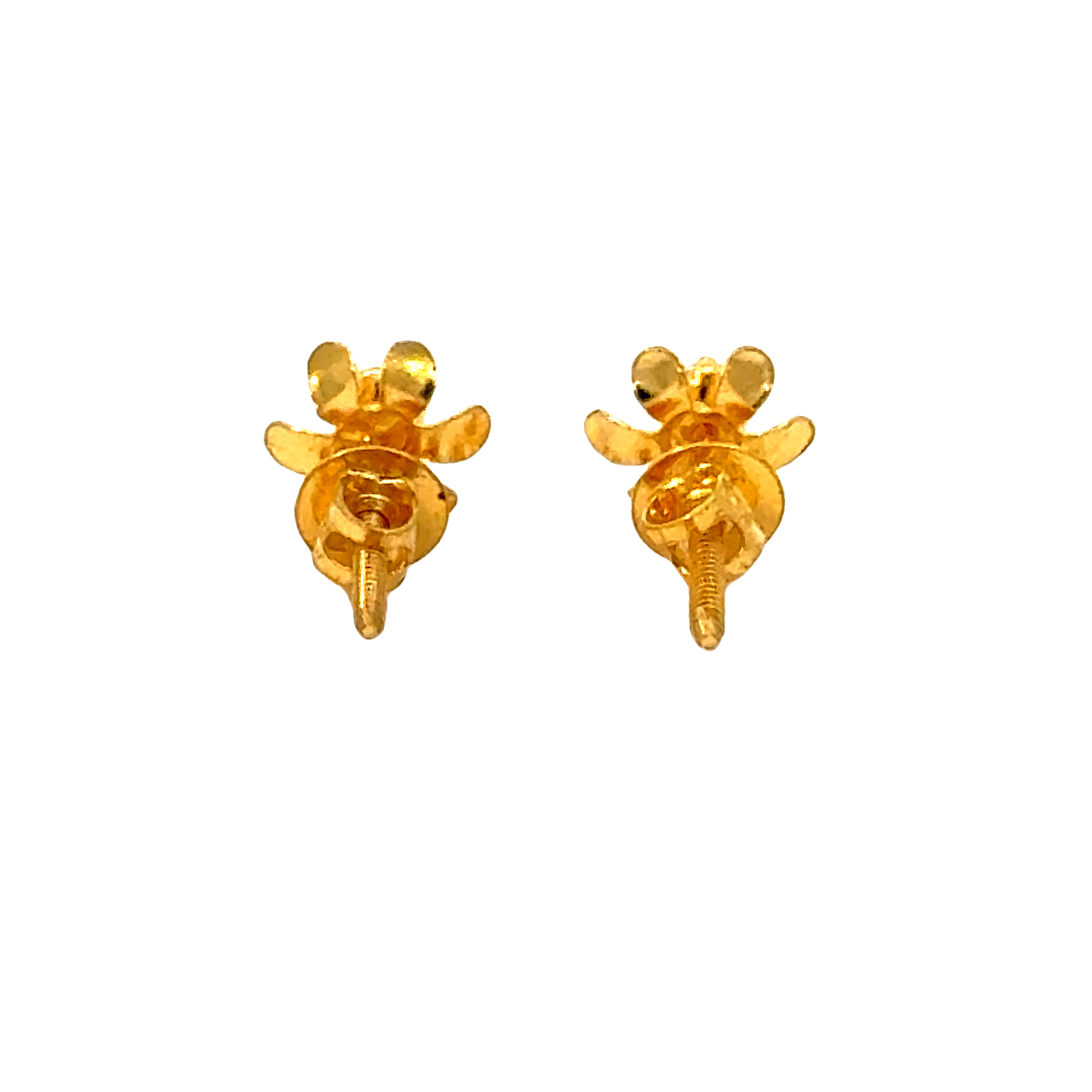 22k Yellow Gold Cubic Zirconia Floral Stud Earrings with gold weight of 0.687g