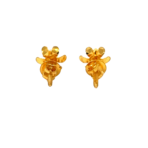 22k Yellow Gold Cubic Zirconia Floral Stud Earrings with gold weight of 0.667g