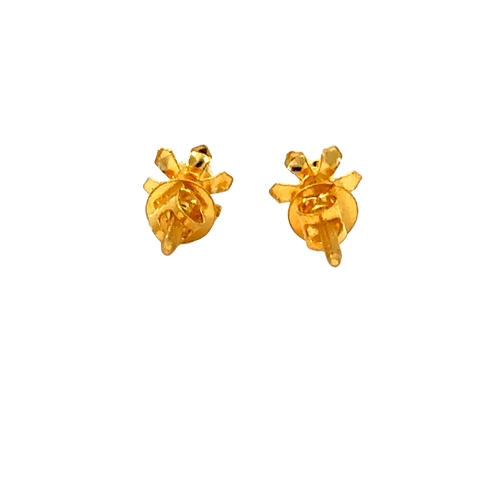 22k Yellow Gold Cubic Zirconia Floral Stud Earrings with gold weight of 0.578g