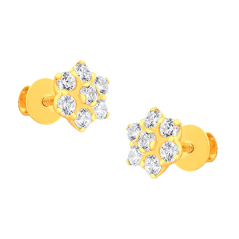 22k Yellow Cubic Zirconia Stud Small Earrings with gold weight of 1.03g