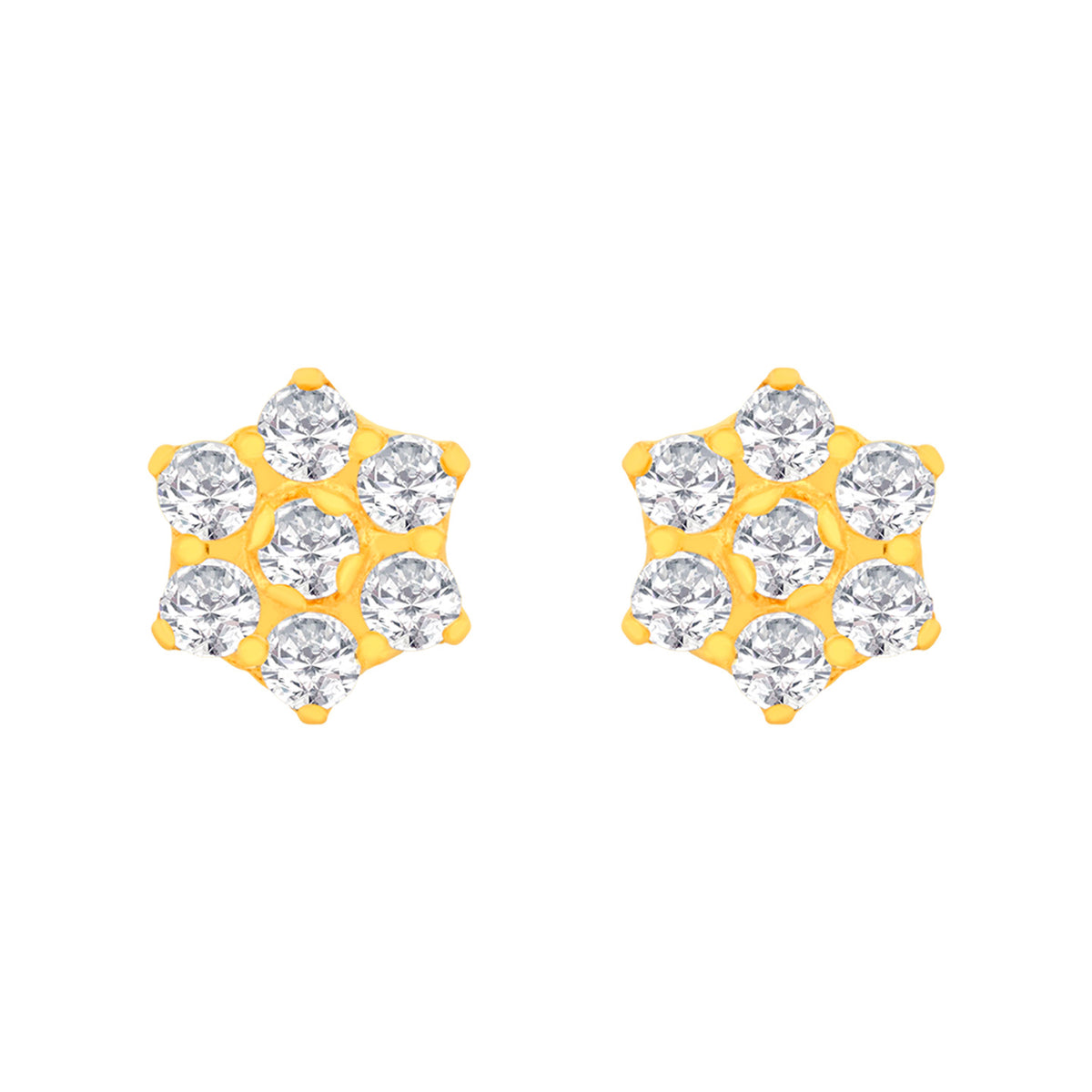 22k Yellow Cubic Zirconia Stud Small Earrings with gold weight of 1.03g