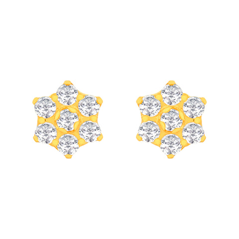 22k Yellow Cubic Zirconia Stud Small Earrings with gold weight of 1.03g