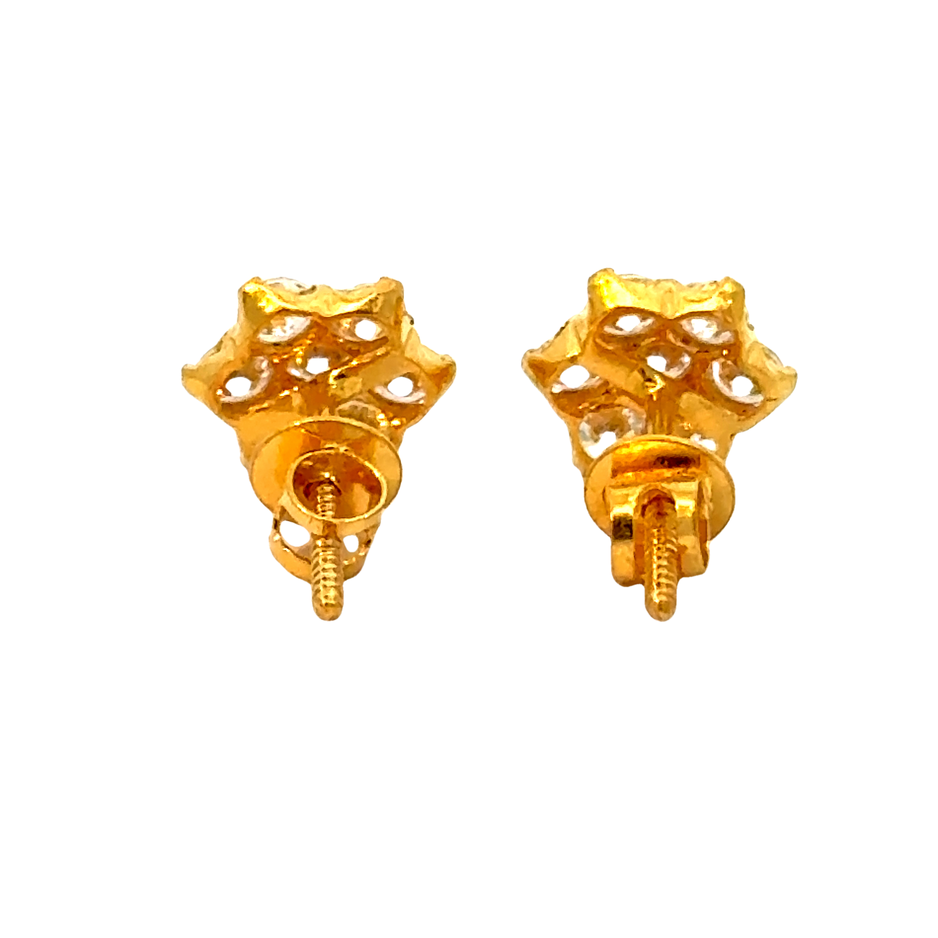 22k Yellow Gold Cubic Zirconia Stud Earrings with gold weight of 1.738g