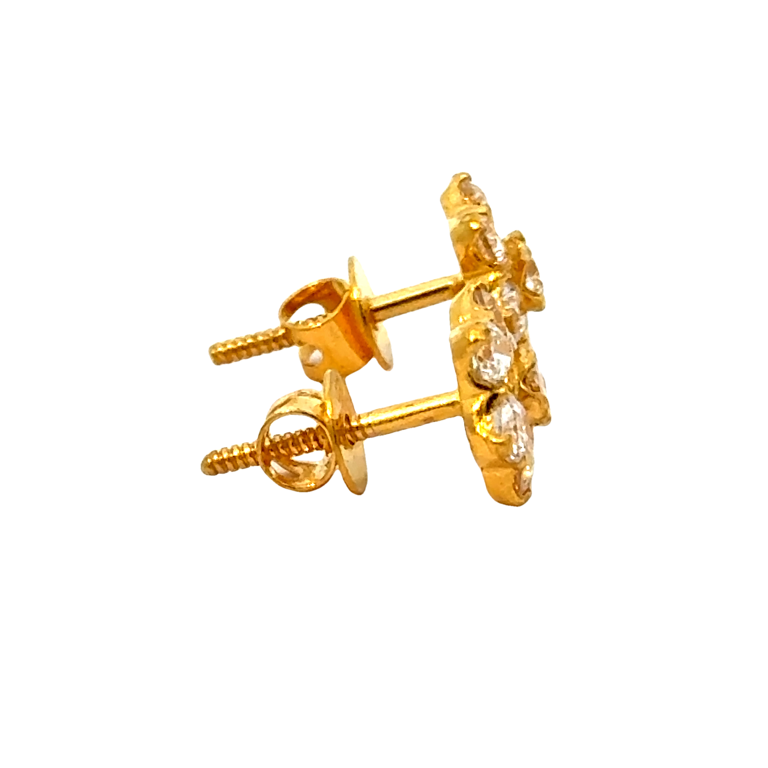 22k Yellow Gold Cubic Zirconia Stud Earrings with gold weight of 1.738g