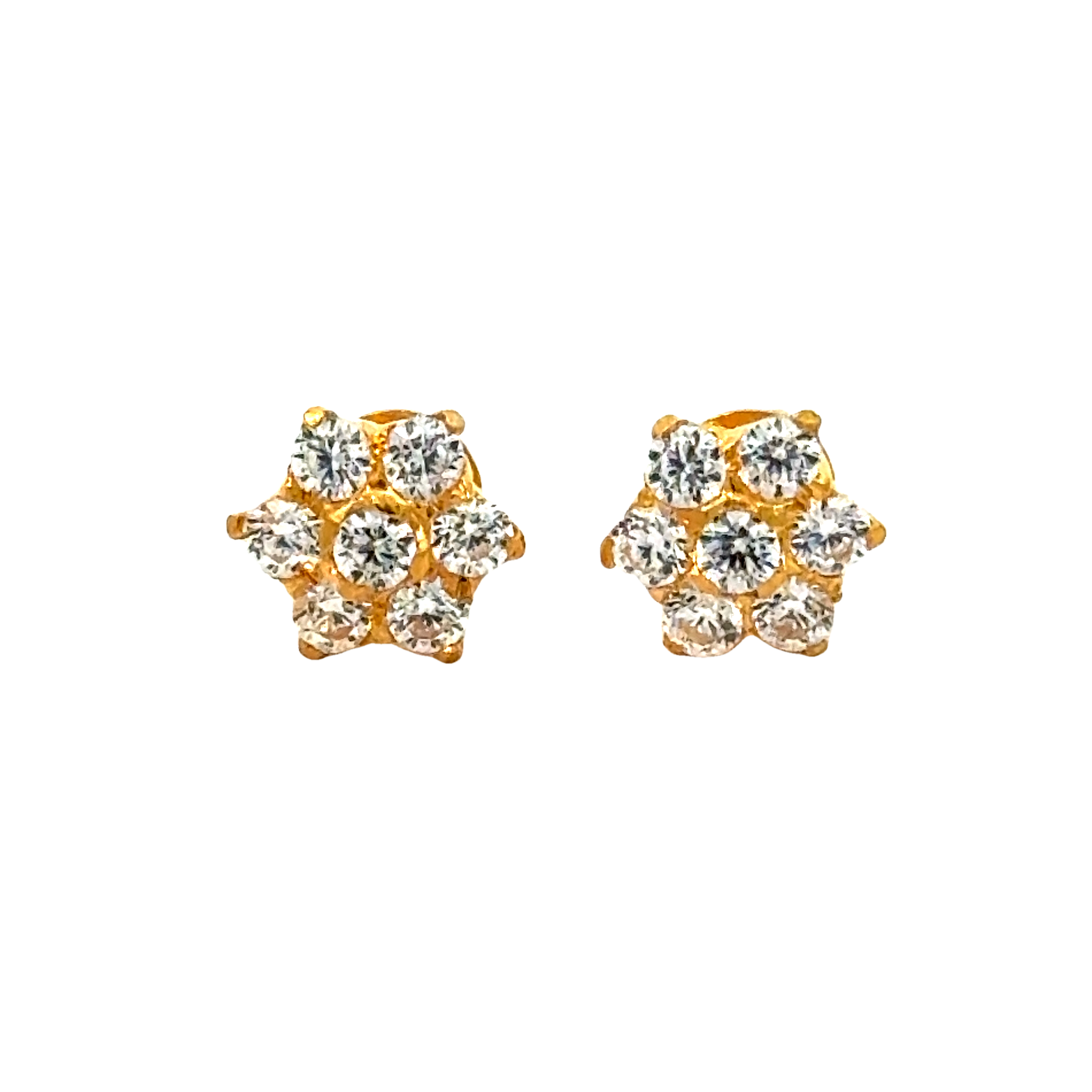 22k Yellow Gold Cubic Zirconia Stud Earrings with gold weight of 1.467g