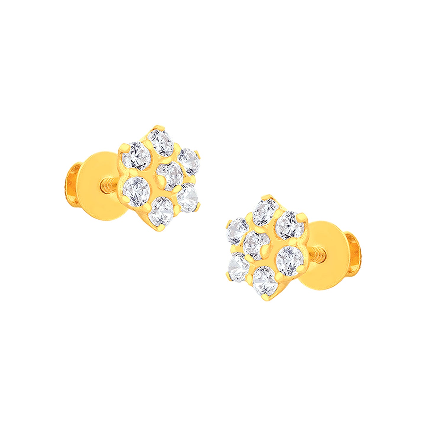 22k Yellow Gold Cubic Zirconia Stud Earrings with gold weight of 1.462g