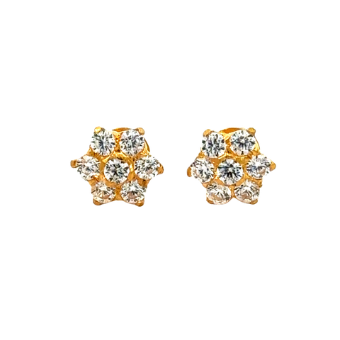 22k Yellow Gold Cubic Zirconia Stud Earrings with gold weight of 1.462g