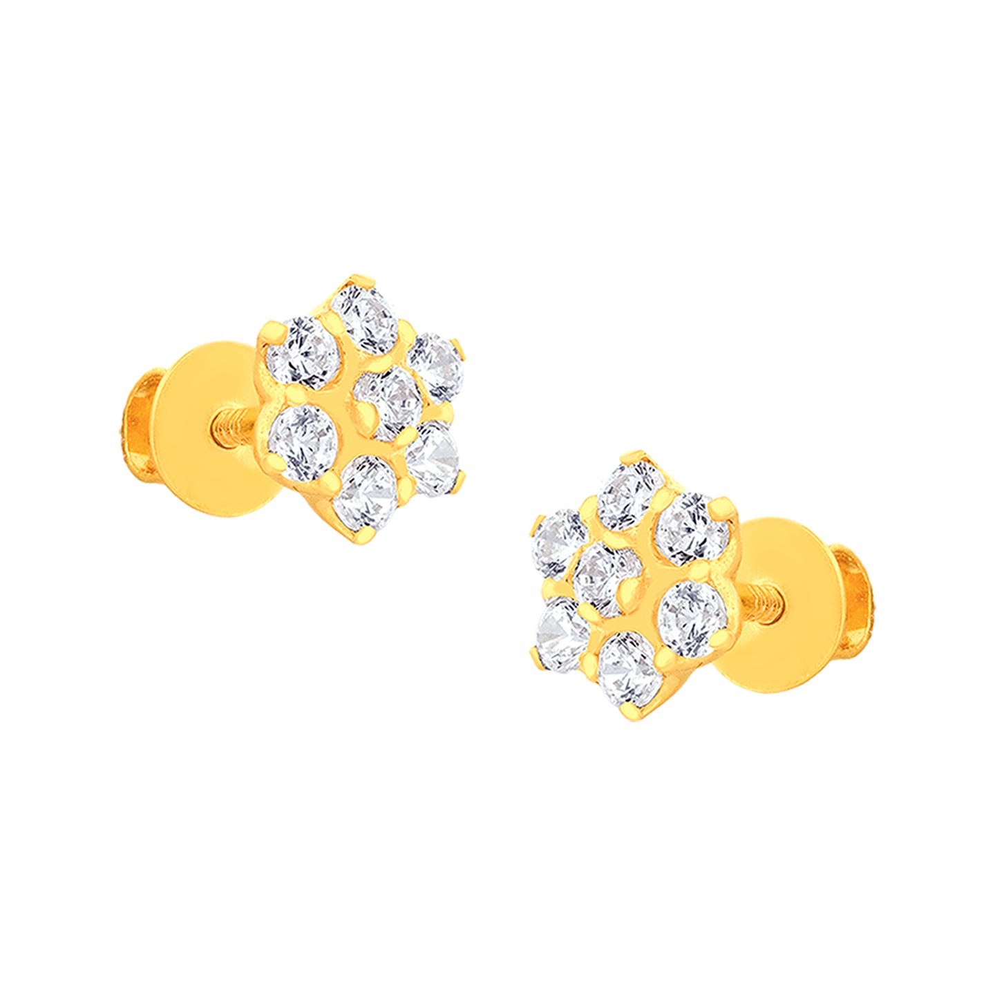 22k Yellow Gold Cubic Zirconia Stud Earrings with gold weight of 1.542g