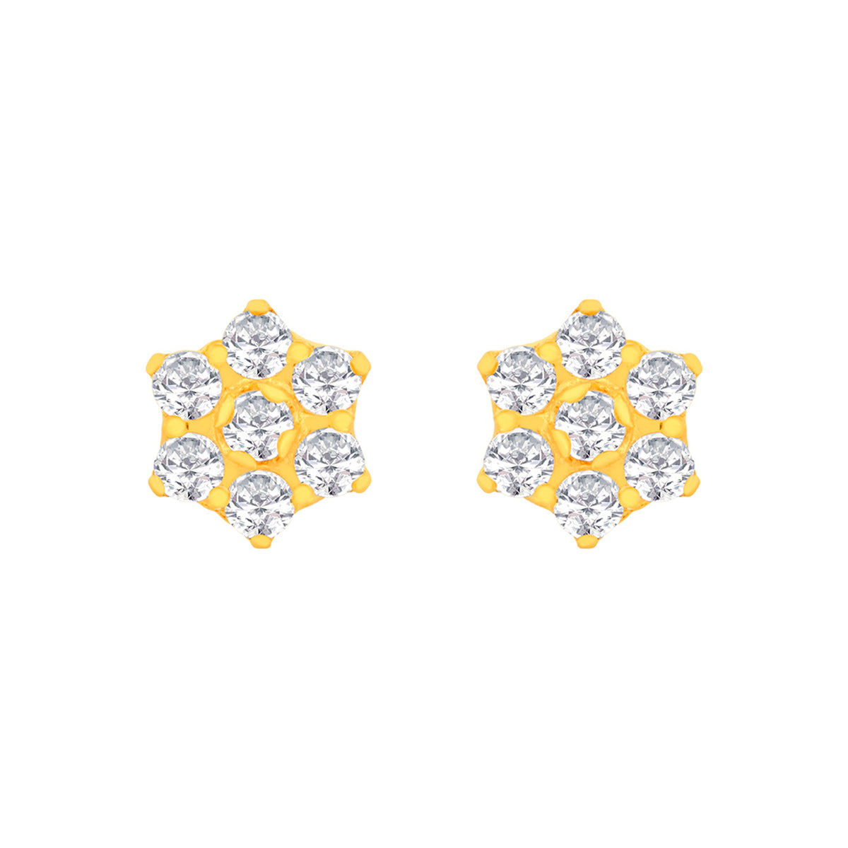 22k Yellow Gold Cubic Zirconia Stud Earrings with gold weight of 1.542g