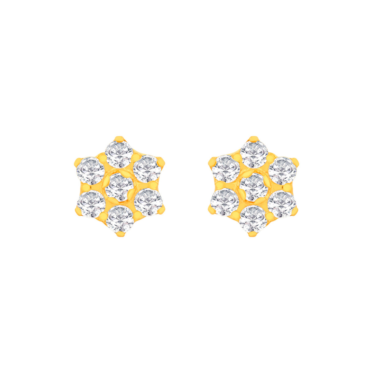 22k Yellow Gold Cubic Zirconia Stud Earrings with gold weight of 1.32g