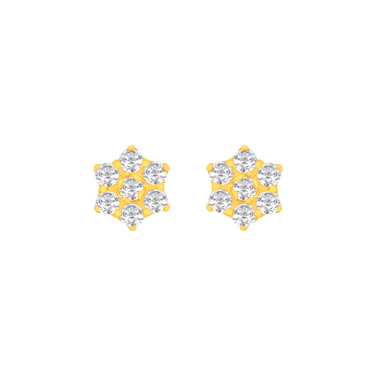 22k Yellow Gold Cubic Zirconia Stud Earrings with gold weight of 1.15g