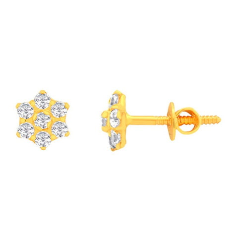 22k Yellow Cubic Zirconia Stud Small Earrings with gold weight of 1.24g
