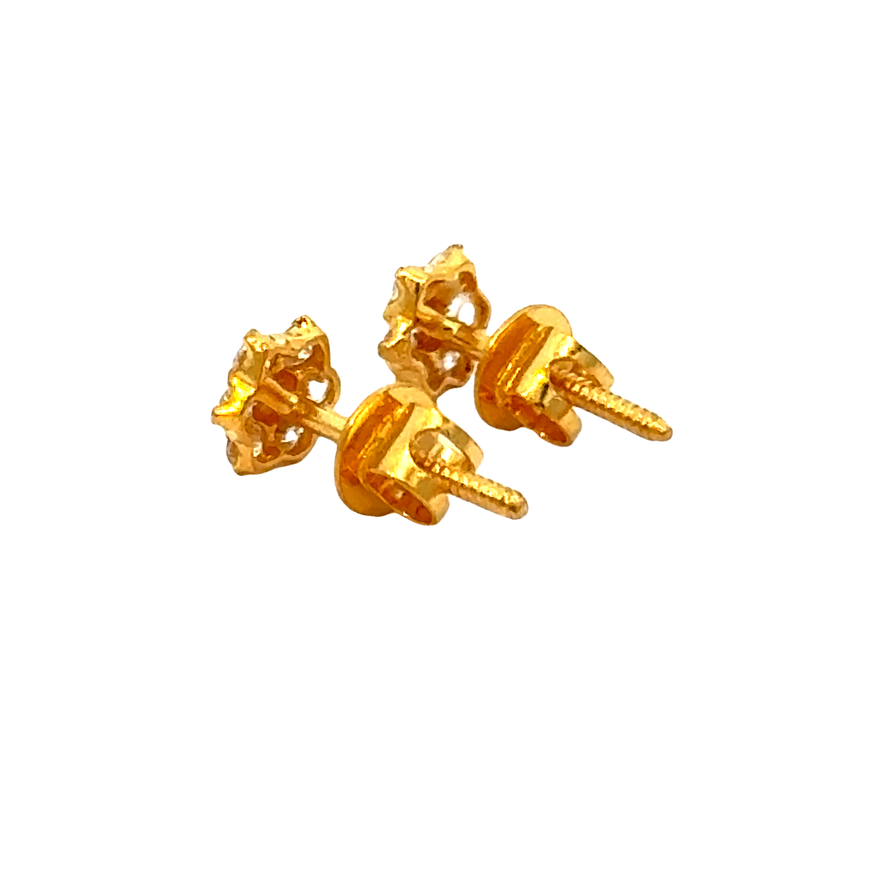 22k Yellow Gold Cubic Zirconia Stud Earrings with gold weight of 1.082g