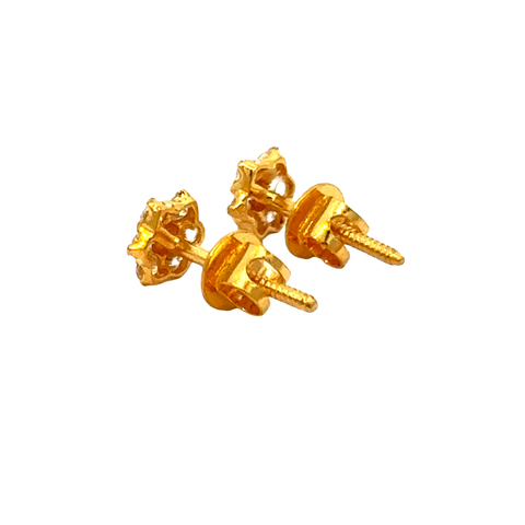 22k Yellow Gold Cubic Zirconia Stud Earrings with gold weight of 1.015g