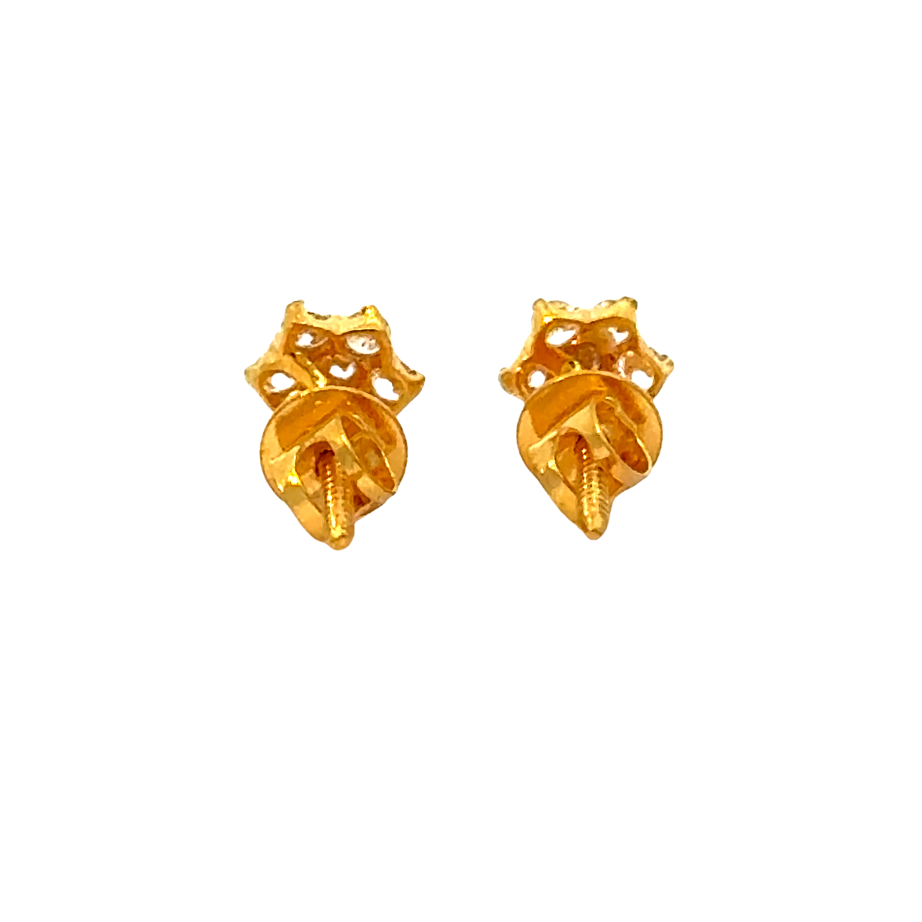 22k Yellow Gold Cubic Zirconia Stud Earrings with gold weight of 1.015g