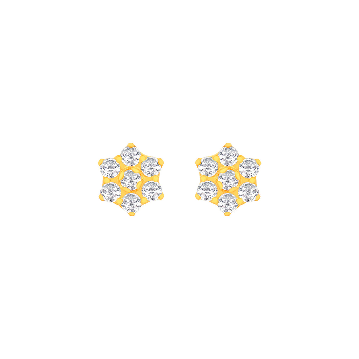 22k Yellow Gold Cubic Zirconia Stud Earrings with gold weight of 1.015g