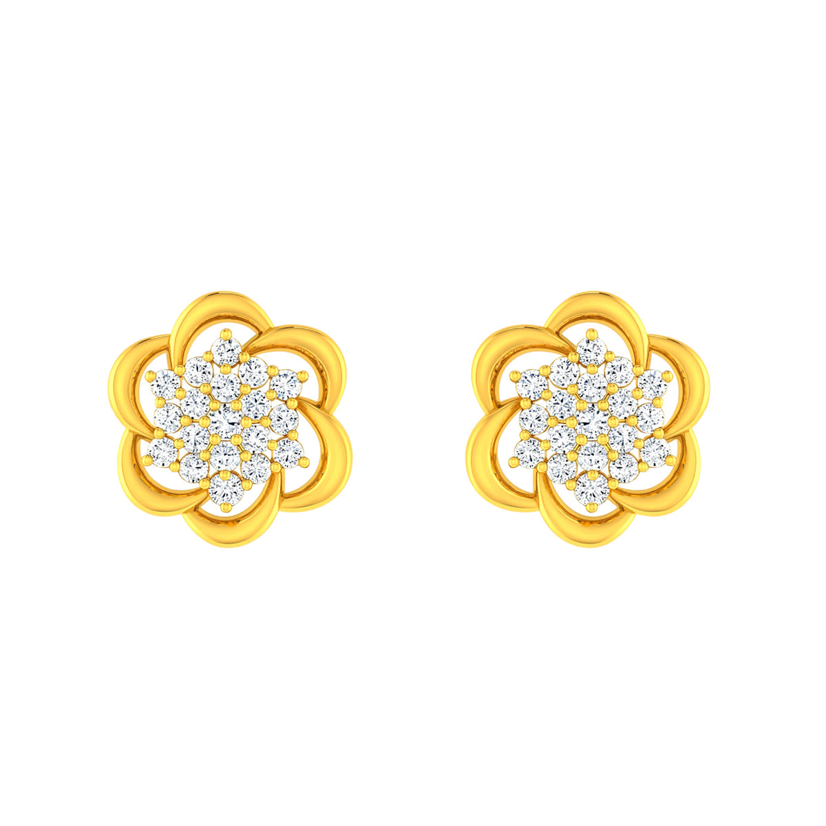 22k Yellow Cubic Zirconia Studs Antique Earrings with gold weight of 3.91g
