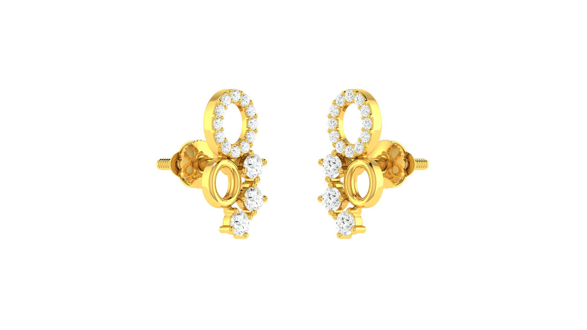 22k Yellow Cubic Zirconia Fancy Studs Earrings with gold weight of 3.1g