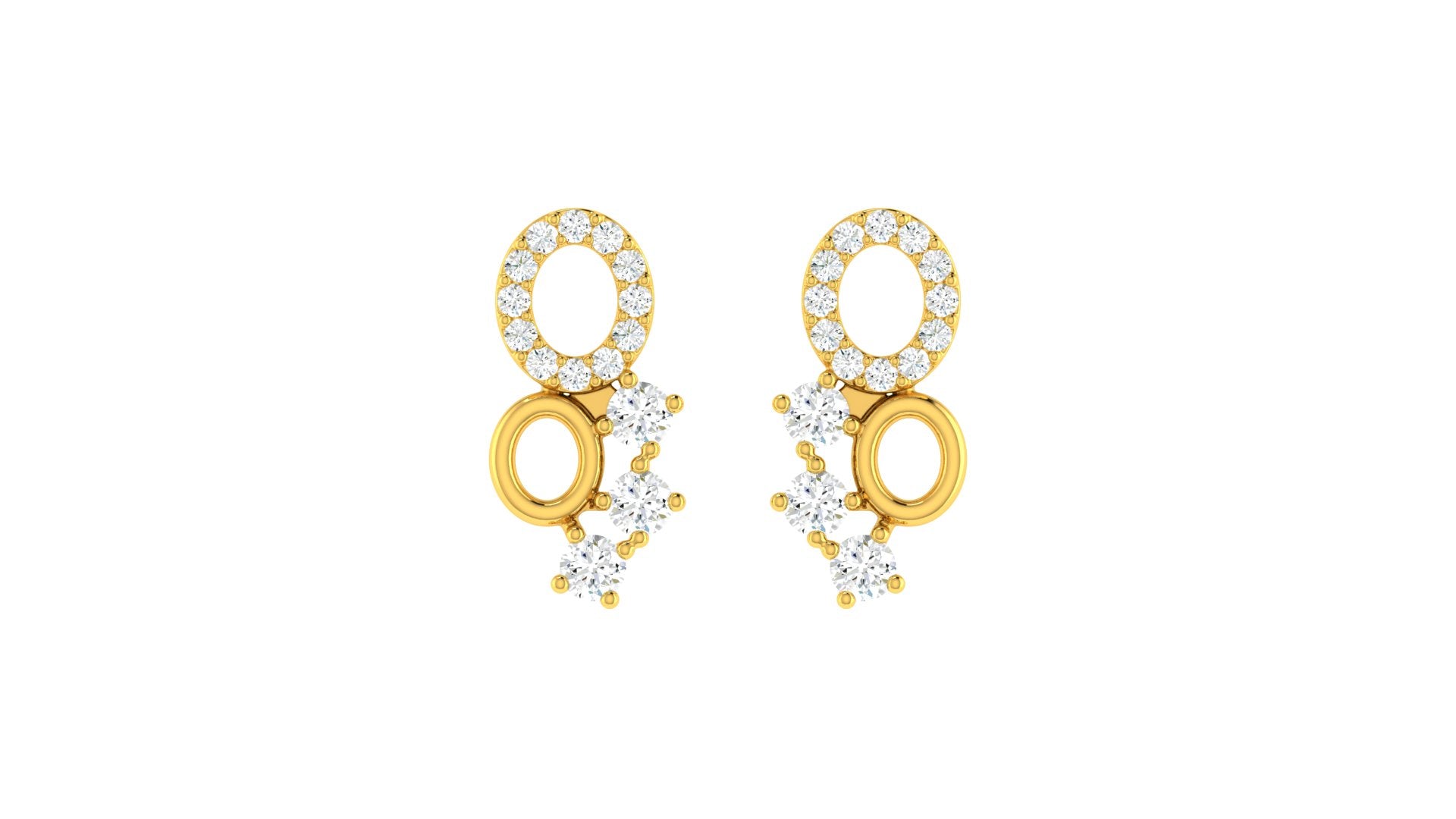 22k Yellow Cubic Zirconia Fancy Studs Earrings with gold weight of 3.1g