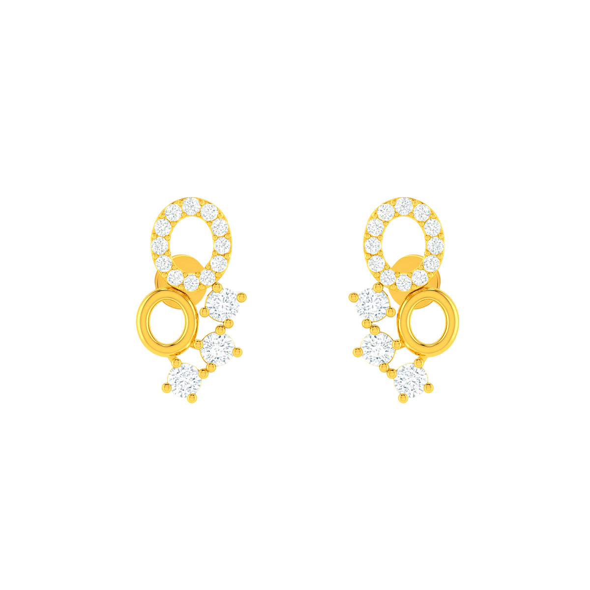 22k Yellow Cubic Zirconia Fancy Studs Earrings with gold weight of 3.1g