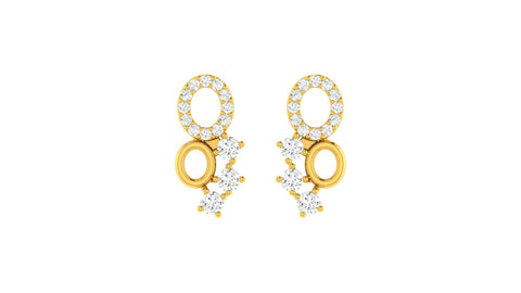 22k Yellow Cubic Zirconia Fancy Studs Earrings with gold weight of 3.1g