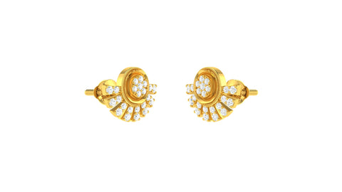 22k Yellow Cubic Zirconia Studs Fancy Earrings with gold weight of 3gm