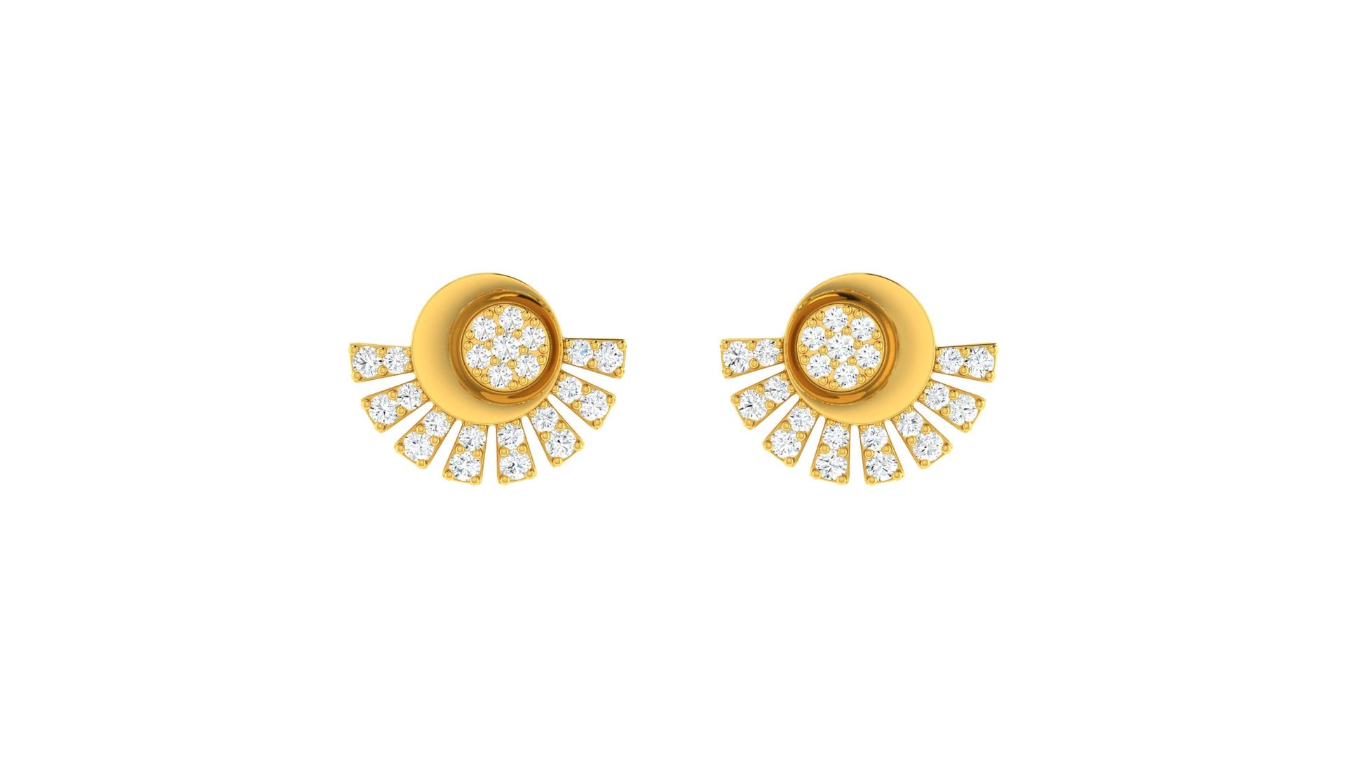 22k Yellow Cubic Zirconia Studs Fancy Earrings with gold weight of 3gm