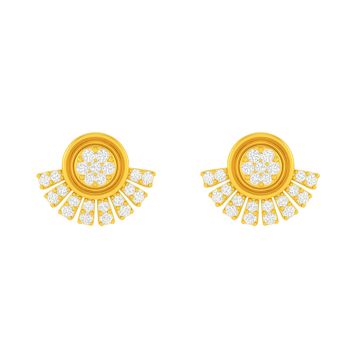 22k Yellow Cubic Zirconia Studs Fancy Earrings with gold weight of 3gm