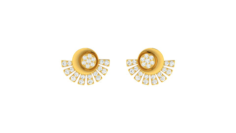 22k Yellow Cubic Zirconia Studs Fancy Earrings with gold weight of 3gm