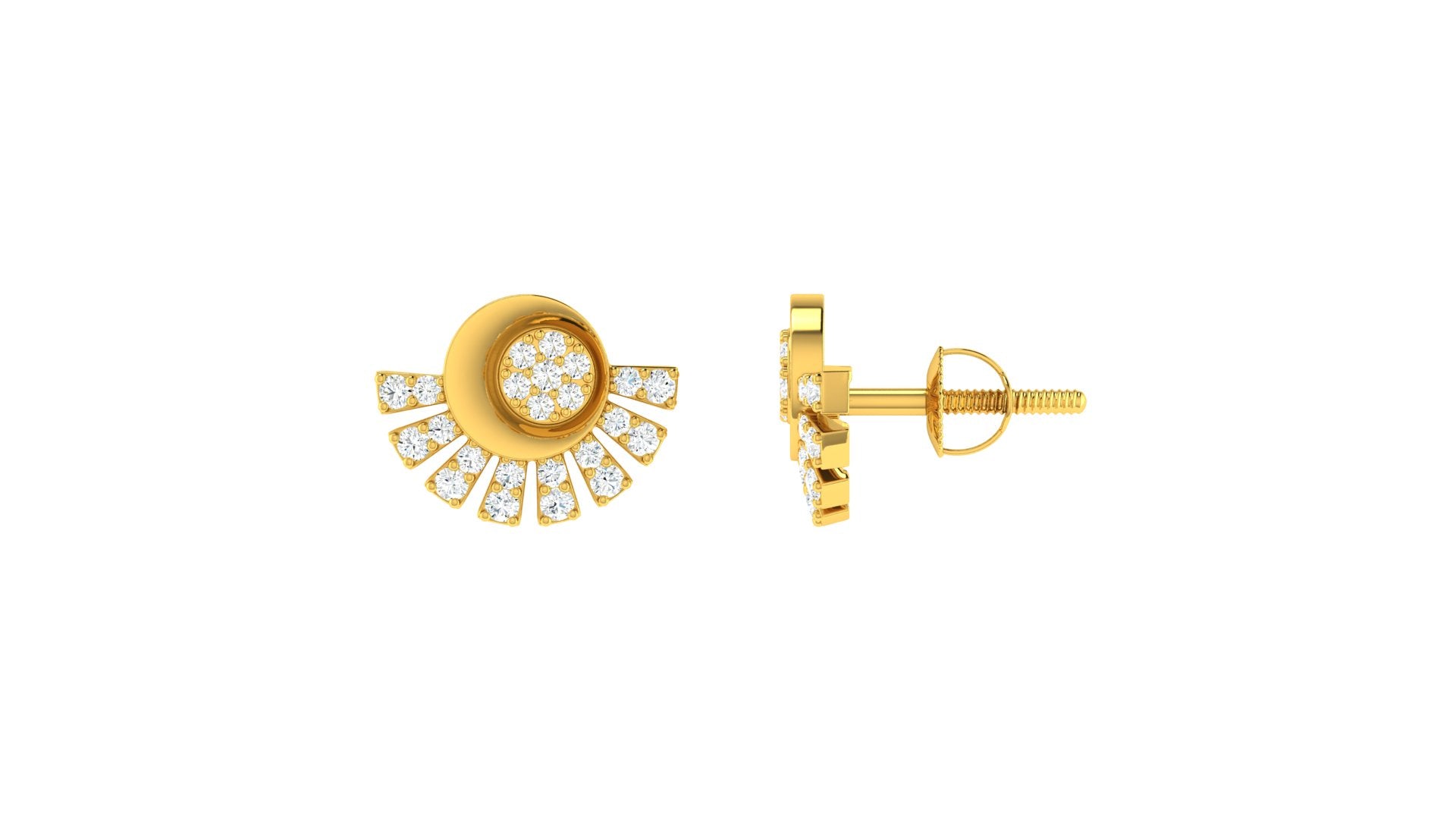 22k Yellow Cubic Zirconia Studs Fancy Earrings with gold weight of 3gm