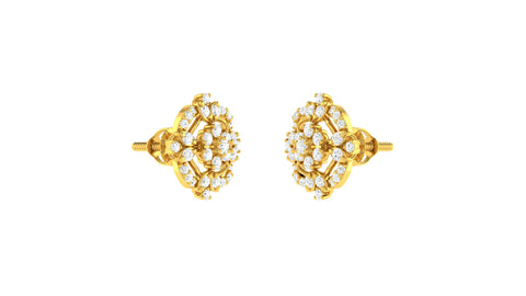 22k Yellow Cubic Zirconia Studs Fancy Earrings with gold weight of 4.82g