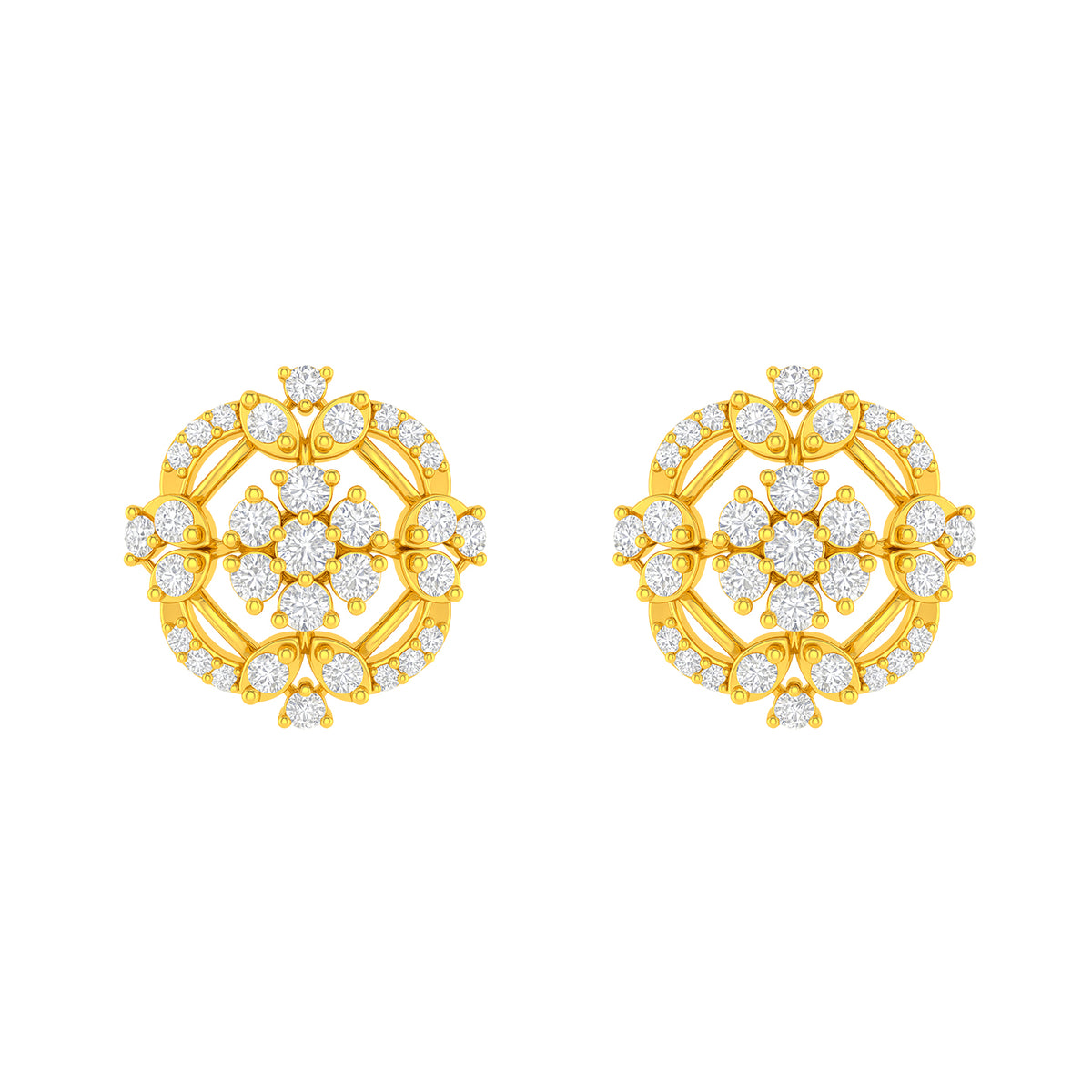 22k Yellow Cubic Zirconia Studs Fancy Earrings with gold weight of 4.82g