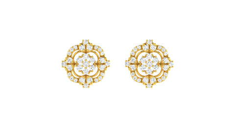 22k Yellow Cubic Zirconia Studs Fancy Earrings with gold weight of 4.82g